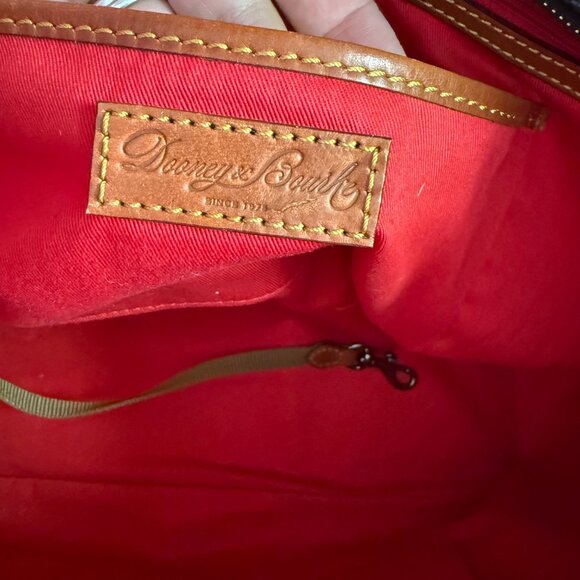 Dooney & Bourke Guetta Large Tote Bag Brown Tan Trim Leather DB Logo Monogram - Picture 6 of 15